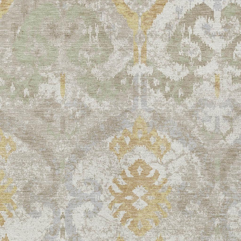 9' X 12' Ivory And Linen Ikat Washable Indoor Outdoor Area Rug Homeroots Outdoor