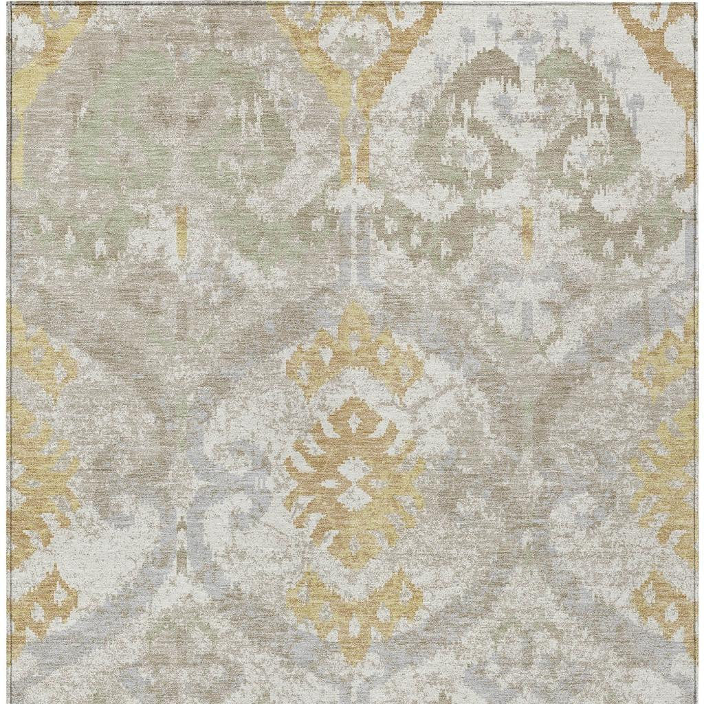 9' X 12' Ivory And Linen Ikat Washable Indoor Outdoor Area Rug Homeroots Outdoor