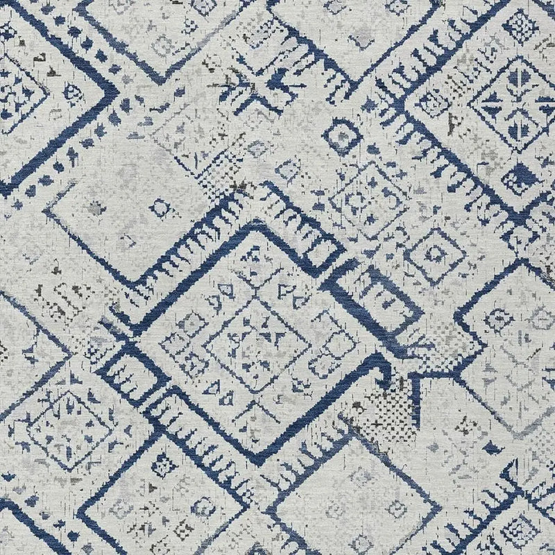 9' X 12' Ivory And Navy Blue Geometric Washable Indoor Outdoor Area Rug Homeroots Outdoor