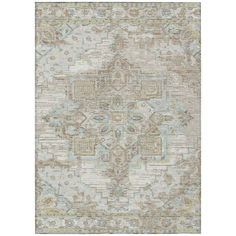9' X 12' Ivory And Orange Oriental Washable Indoor Outdoor Area Rug Homeroots Outdoor