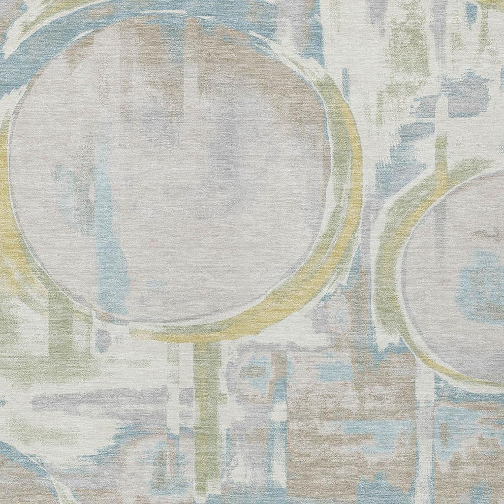 9' X 12' Ivory And Pearl Abstract Washable Indoor Outdoor Area Rug Homeroots Outdoor