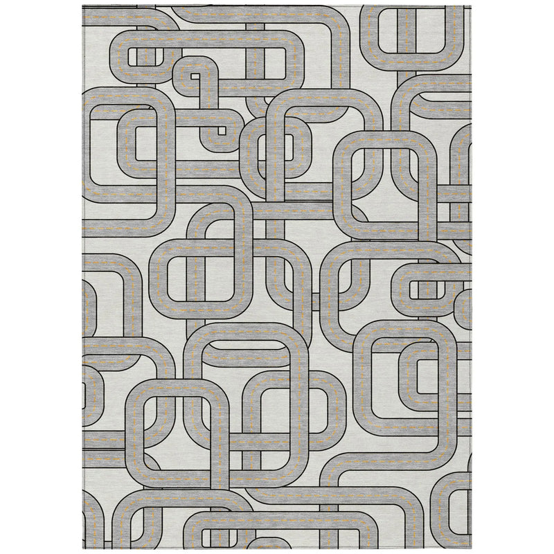9' X 12' Ivory And Pewter Geometric Washable Indoor Outdoor Area Rug Homeroots Outdoor