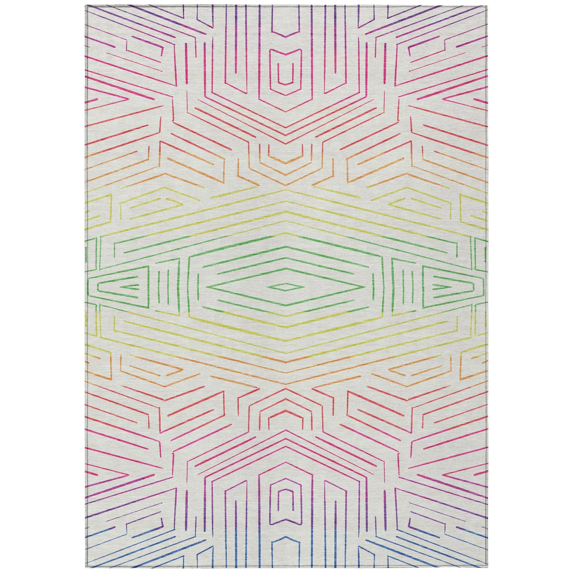 9' X 12' Ivory And Purple Geometric Washable Indoor Outdoor Area Rug Homeroots Outdoor