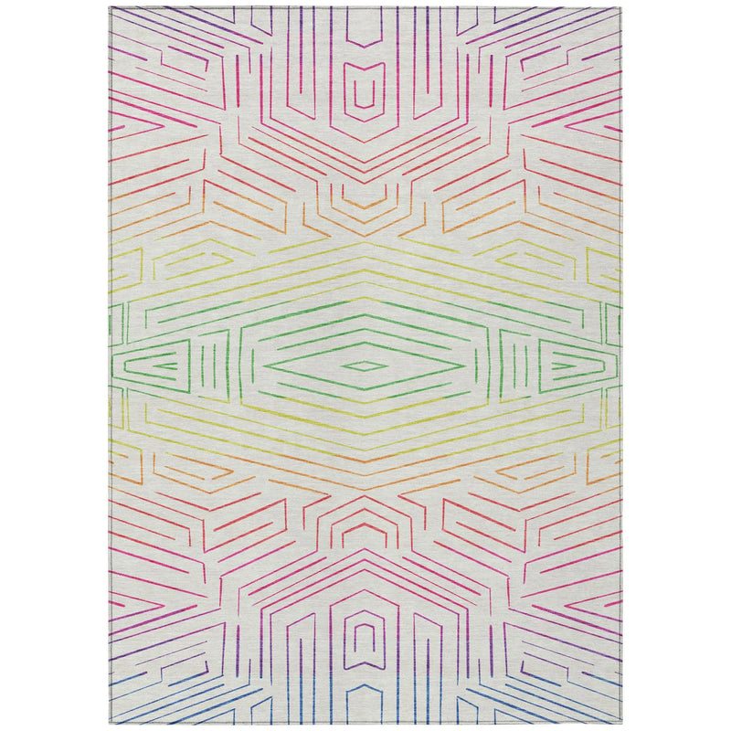 9' X 12' Ivory And Purple Geometric Washable Indoor Outdoor Area Rug Homeroots Outdoor