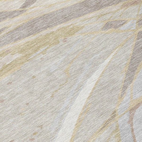 9' X 12' Ivory And Silver Abstract Washable Indoor Outdoor Area Rug Homeroots Outdoor