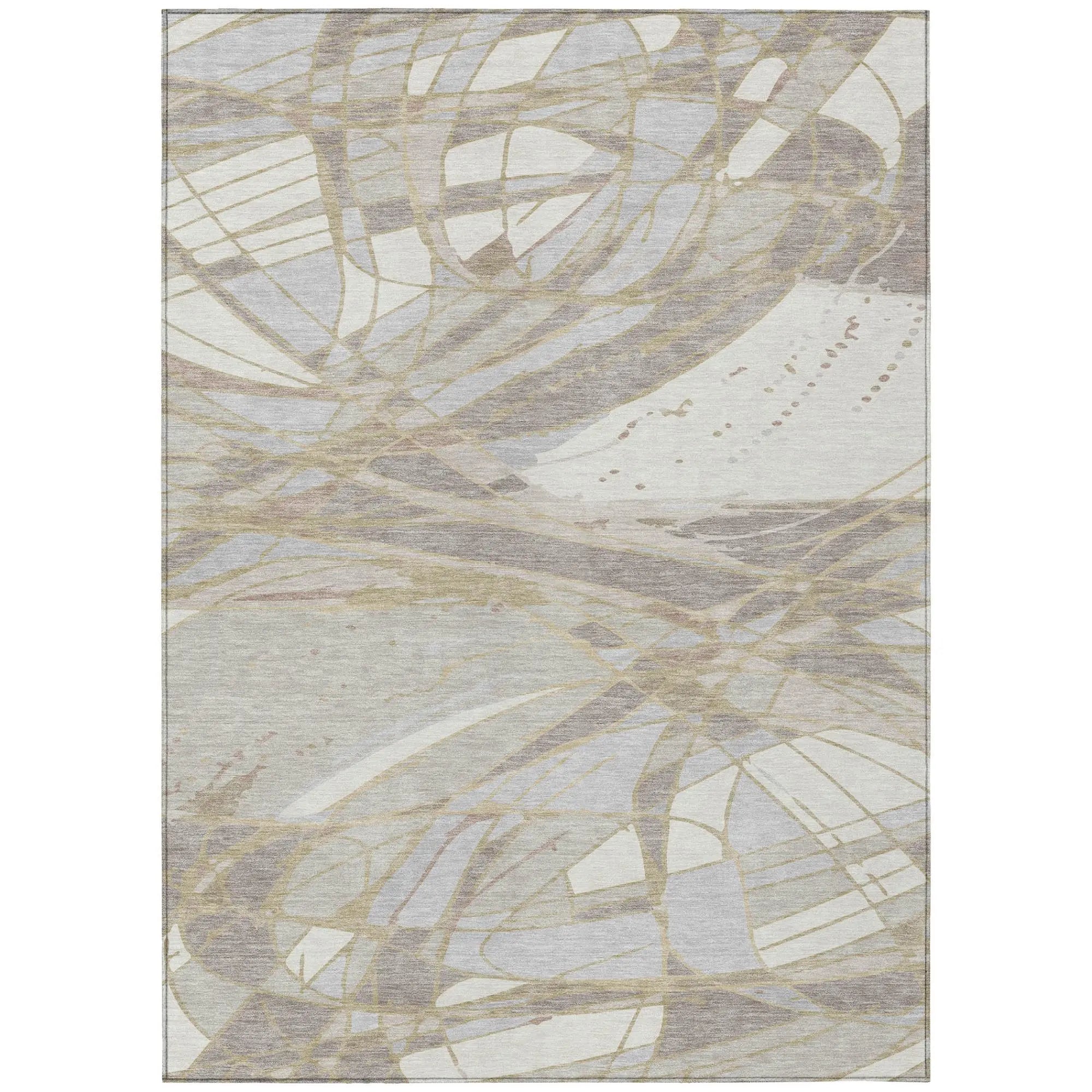 9' X 12' Ivory And Silver Abstract Washable Indoor Outdoor Area Rug Homeroots Outdoor