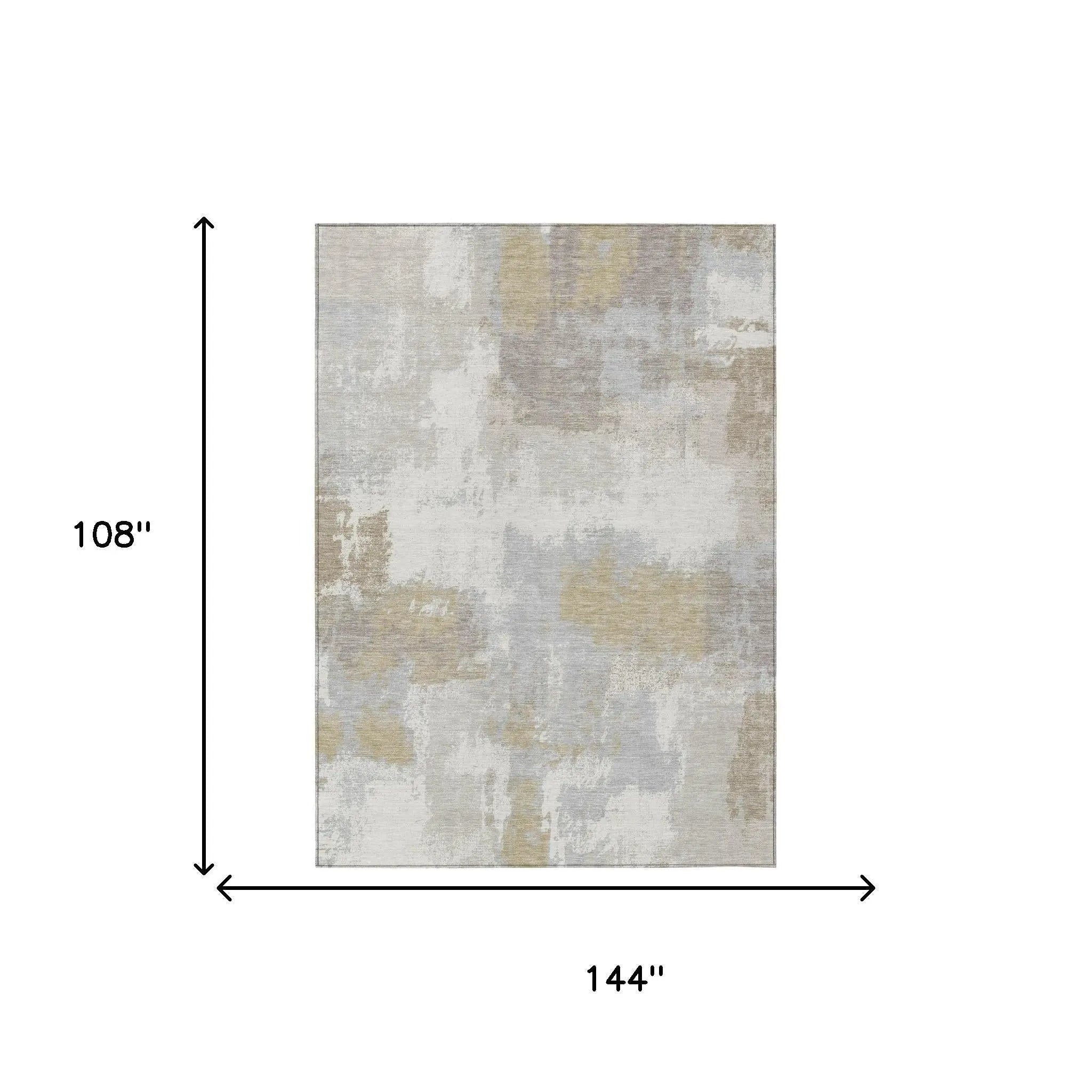 9' X 12' Ivory And Silver Abstract Washable Indoor Outdoor Area Rug Homeroots Outdoor