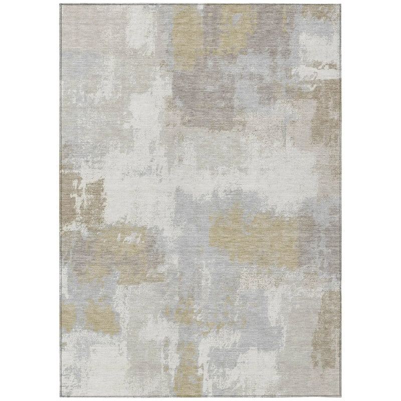9' X 12' Ivory And Silver Abstract Washable Indoor Outdoor Area Rug Homeroots Outdoor