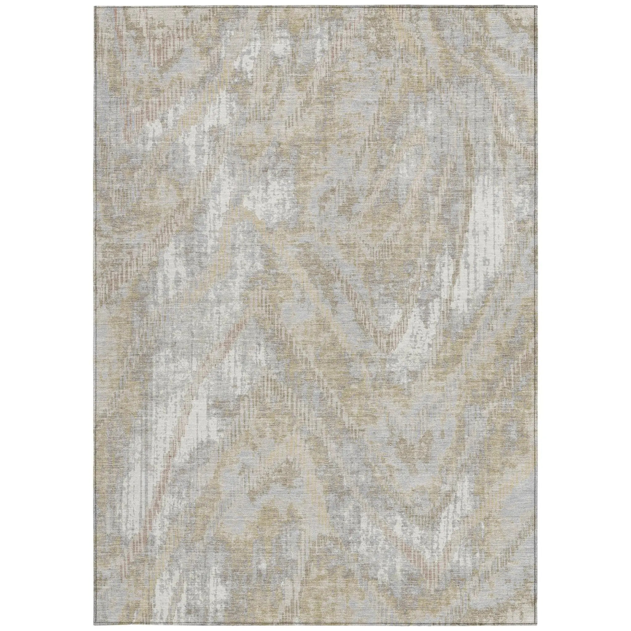 9' X 12' Ivory And Silver Abstract Washable Indoor Outdoor Area Rug Homeroots Outdoor