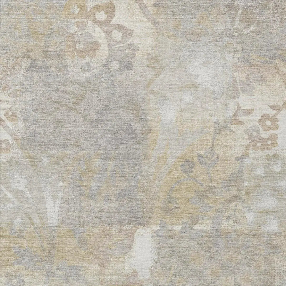 9' X 12' Ivory And Silver Botanical Leaves Washable Indoor Outdoor Area Rug Homeroots Outdoor