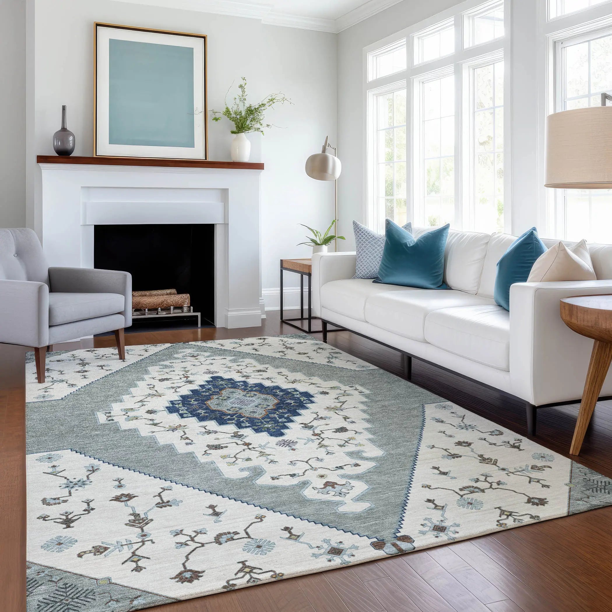9' X 12' Ivory And Silver Geometric Washable Indoor Outdoor Area Rug Homeroots Outdoor