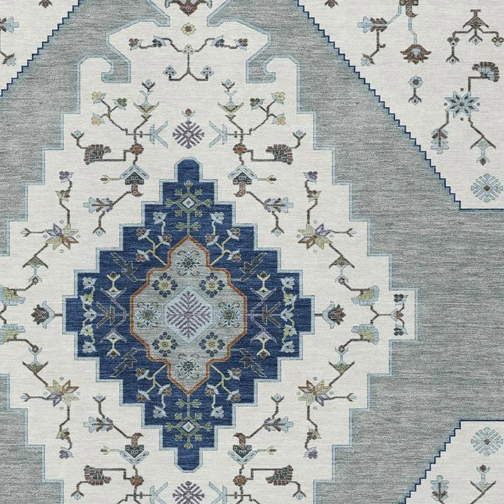 9' X 12' Ivory And Silver Geometric Washable Indoor Outdoor Area Rug Homeroots Outdoor