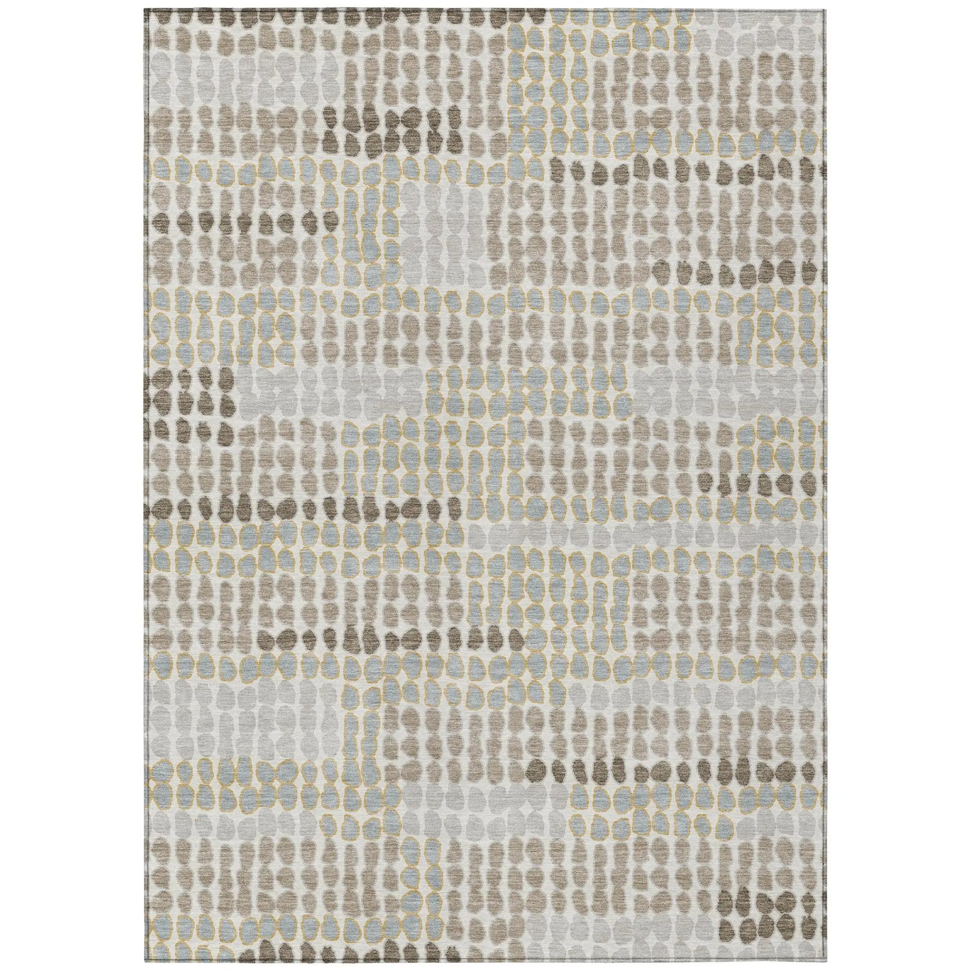 9' X 12' Ivory And Silver Geometric Washable Indoor Outdoor Area Rug Homeroots Outdoor