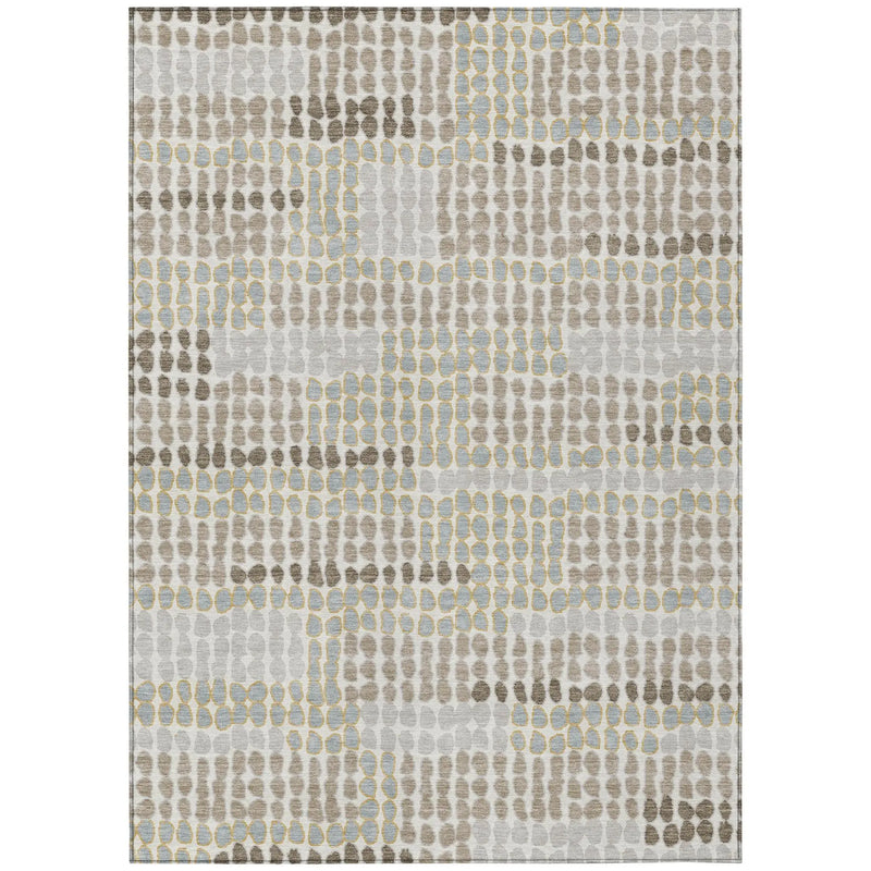 9' X 12' Ivory And Silver Geometric Washable Indoor Outdoor Area Rug Homeroots Outdoor