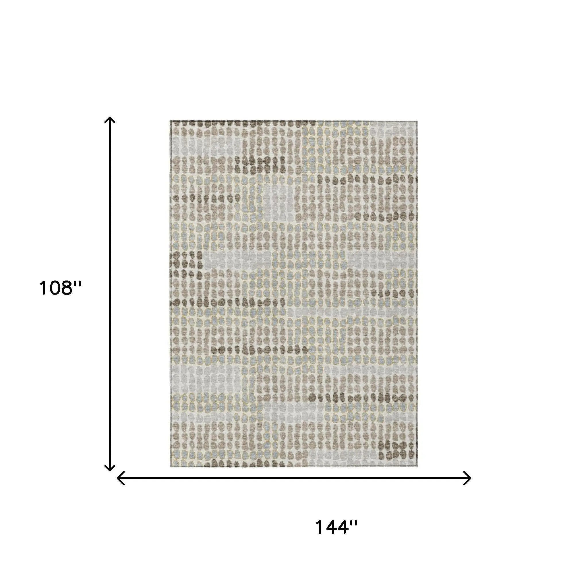 9' X 12' Ivory And Silver Geometric Washable Indoor Outdoor Area Rug Homeroots Outdoor