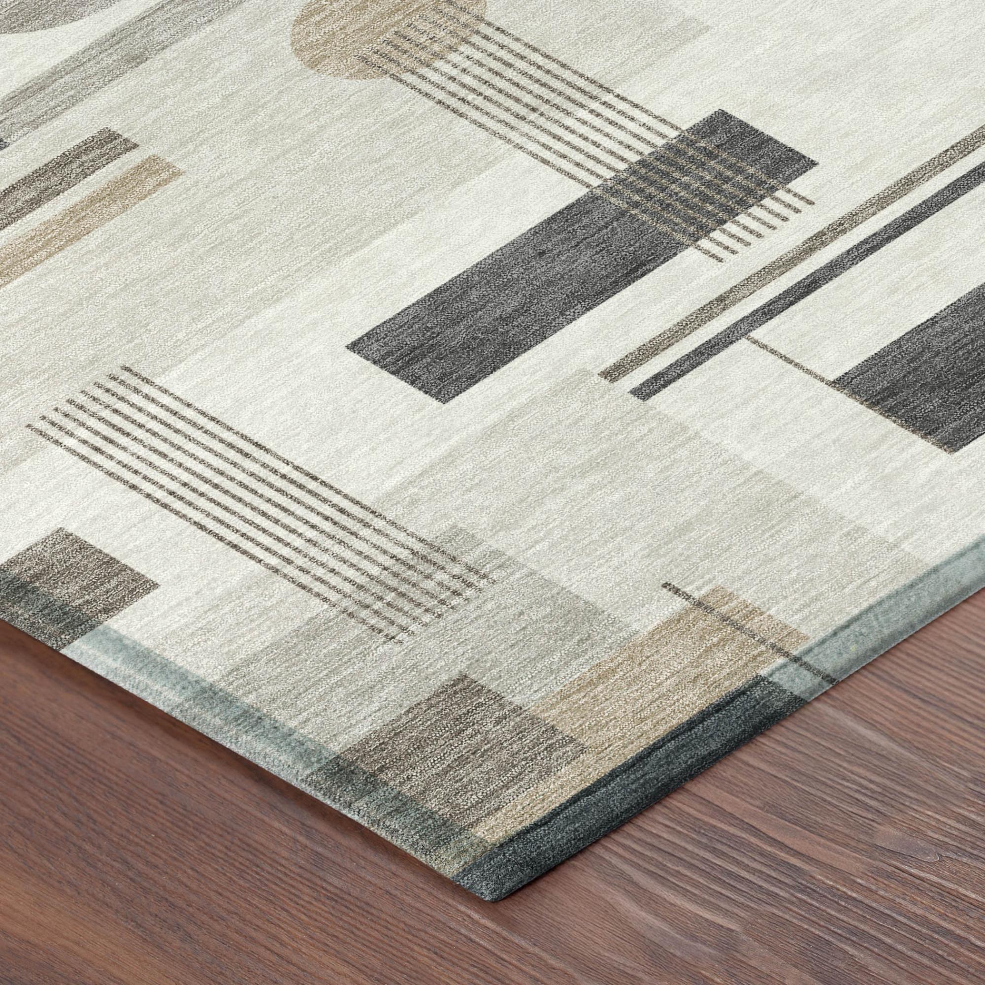 9' X 12' Ivory And Silver Geometric Washable Indoor Outdoor Area Rug Homeroots Outdoor