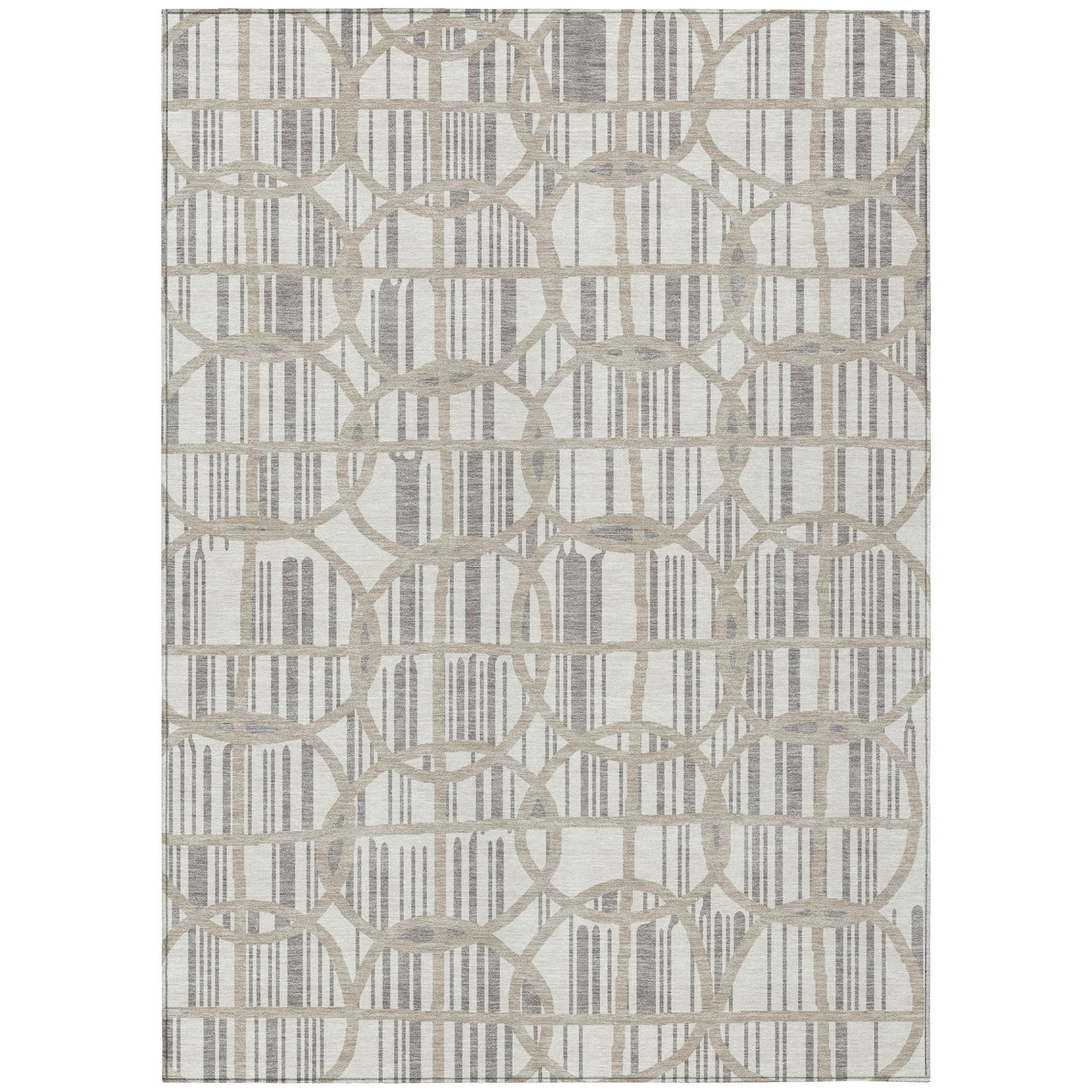 9' X 12' Ivory And Silver Geometric Washable Indoor Outdoor Area Rug Homeroots Outdoor