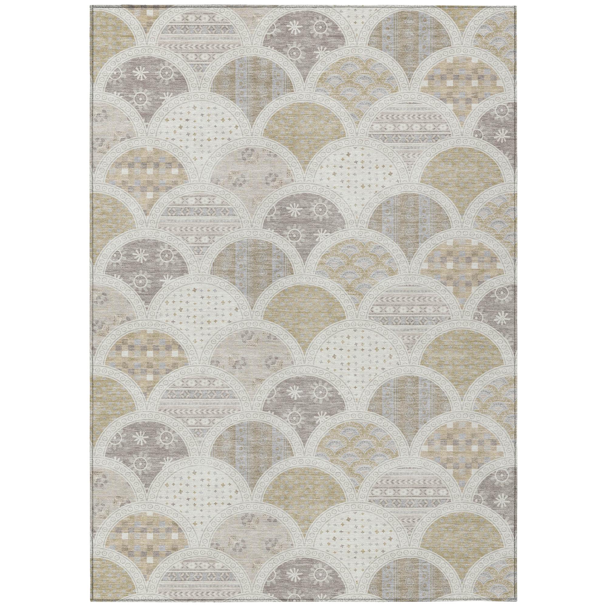 9' X 12' Ivory And Silver Geometric Washable Indoor Outdoor Area Rug Homeroots Outdoor