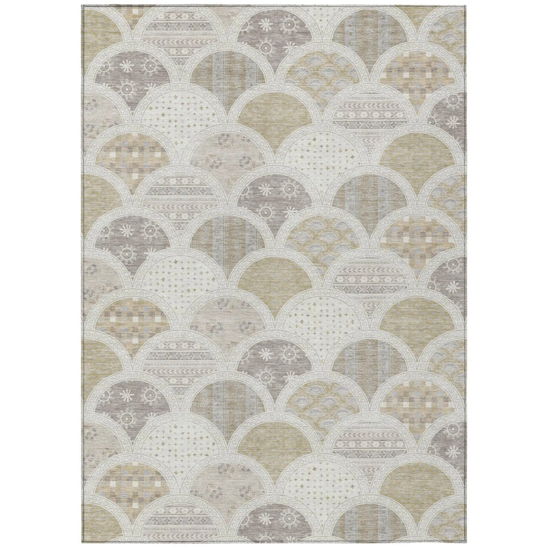 9' X 12' Ivory And Silver Geometric Washable Indoor Outdoor Area Rug Homeroots Outdoor