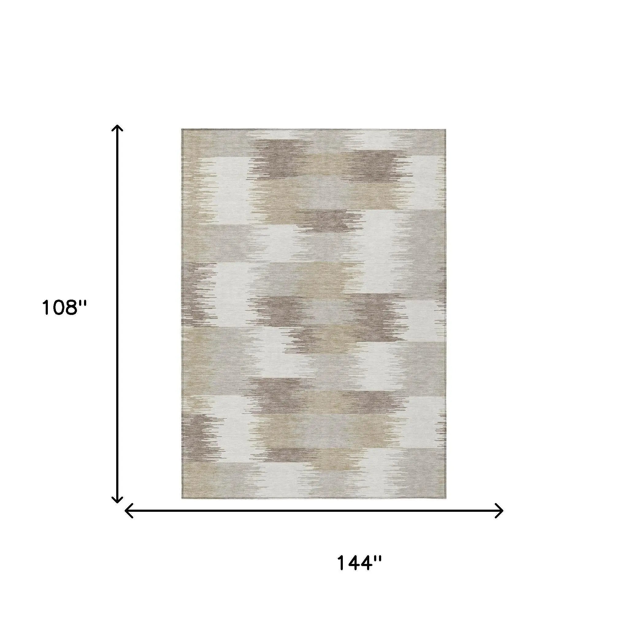 9' X 12' Ivory And Silver Geometric Washable Indoor Outdoor Area Rug Homeroots Outdoor