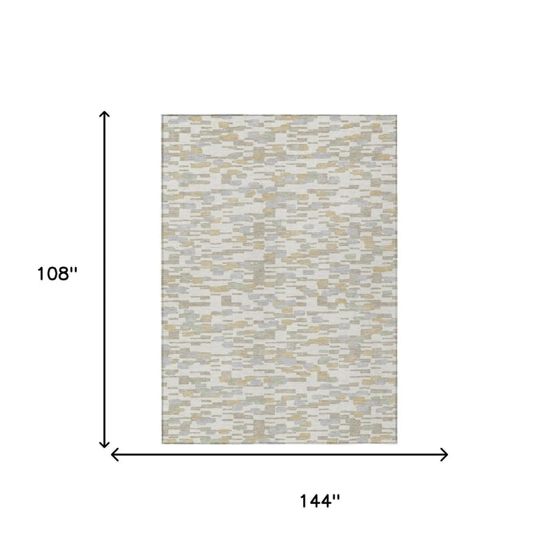 9' X 12' Ivory And Silver Geometric Washable Indoor Outdoor Area Rug Homeroots Outdoor