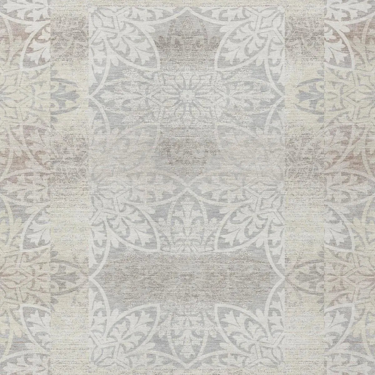 9' X 12' Ivory And Silver Oriental Washable Indoor Outdoor Area Rug Homeroots Outdoor