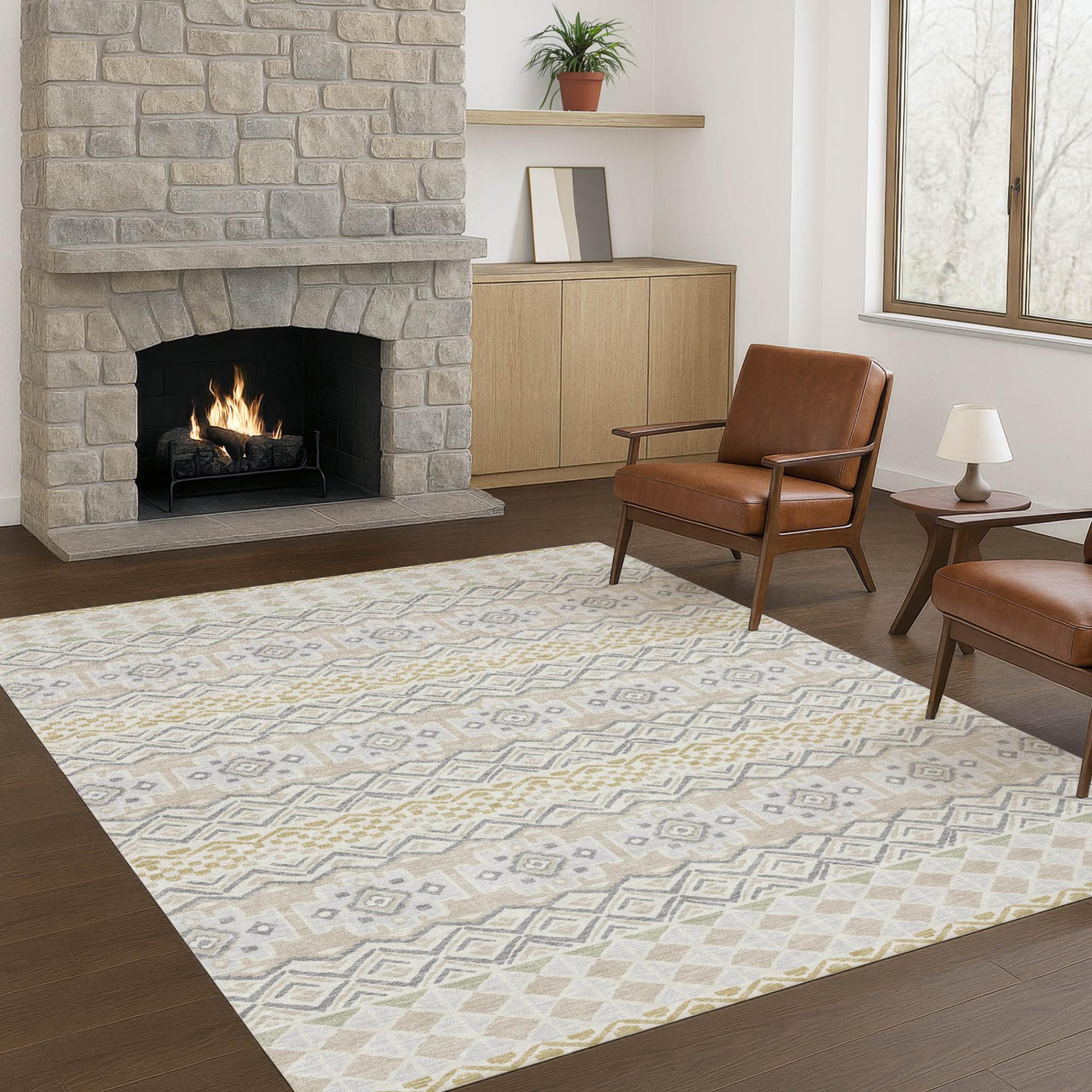 9' X 12' Ivory And Silver Striped Washable Indoor Outdoor Area Rug Homeroots Outdoor