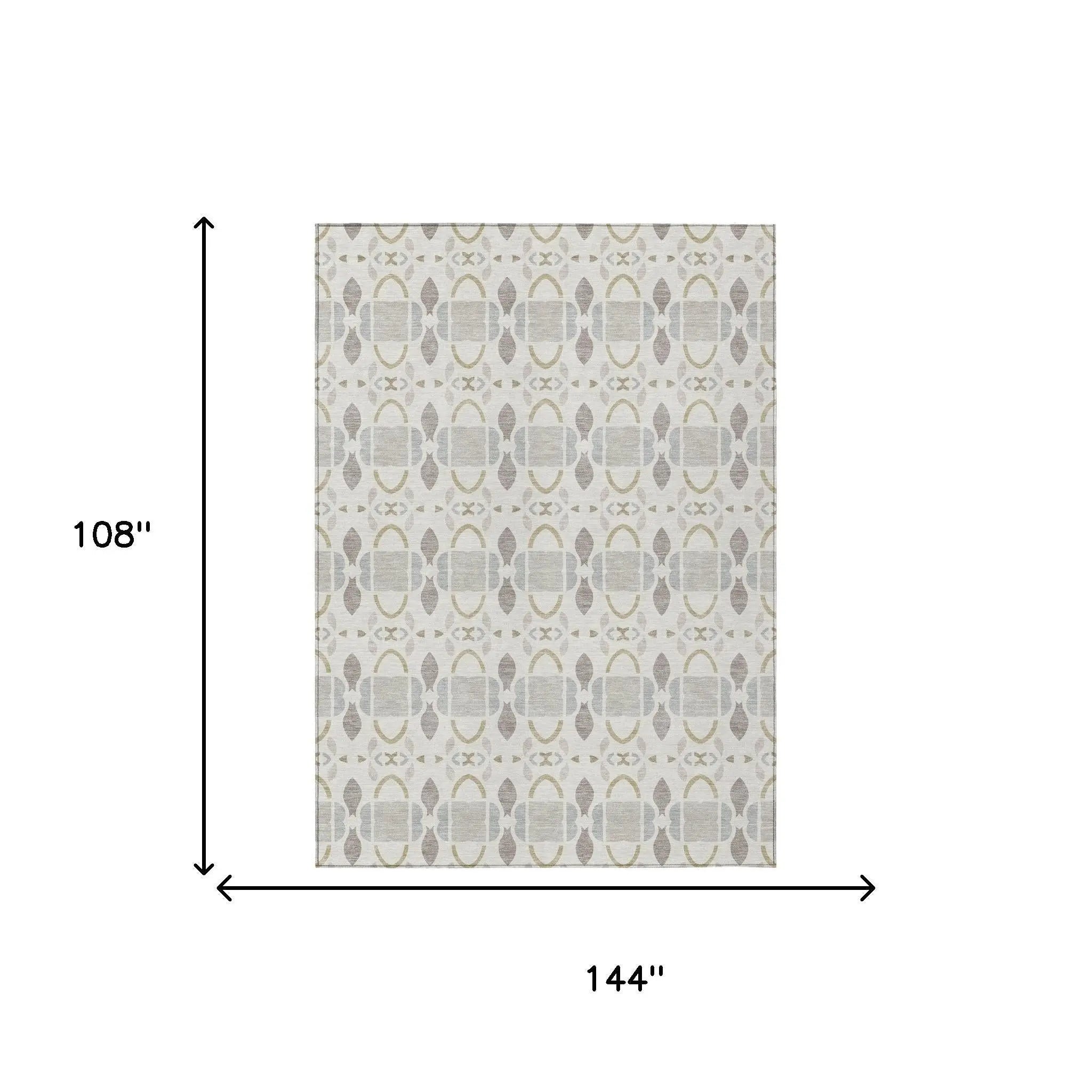 9' X 12' Ivory And Silver Striped Washable Indoor Outdoor Area Rug Homeroots Outdoor