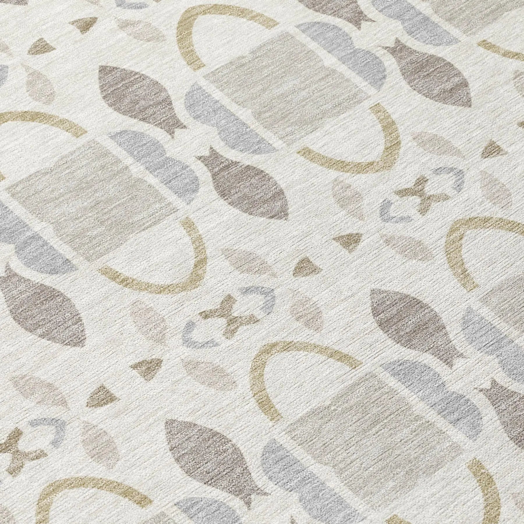 9' X 12' Ivory And Silver Striped Washable Indoor Outdoor Area Rug Homeroots Outdoor