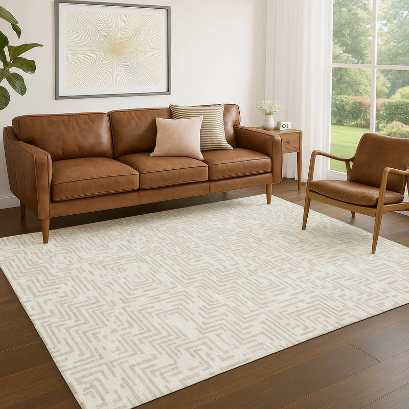 9' X 12' Ivory And Sky Blue Geometric Washable Indoor Outdoor Area Rug Homeroots Outdoor