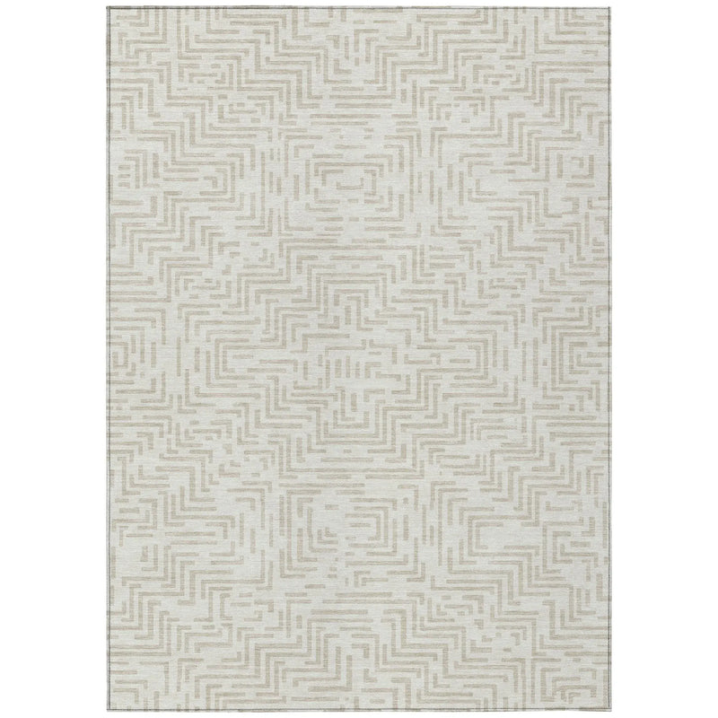9' X 12' Ivory And Sky Blue Geometric Washable Indoor Outdoor Area Rug Homeroots Outdoor