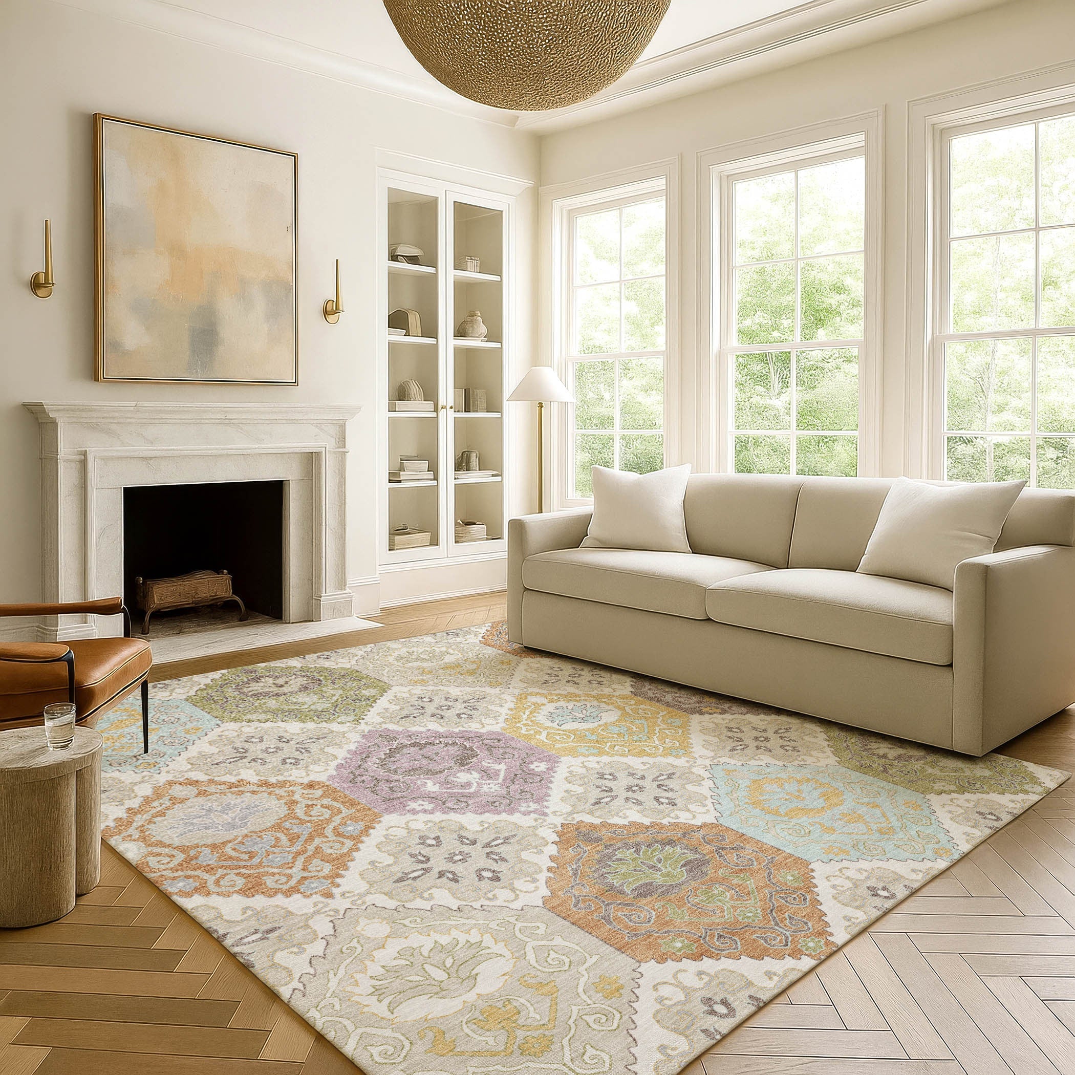 9' X 12' Ivory And Sky Blue Geometric Washable Indoor Outdoor Area Rug Homeroots Outdoor