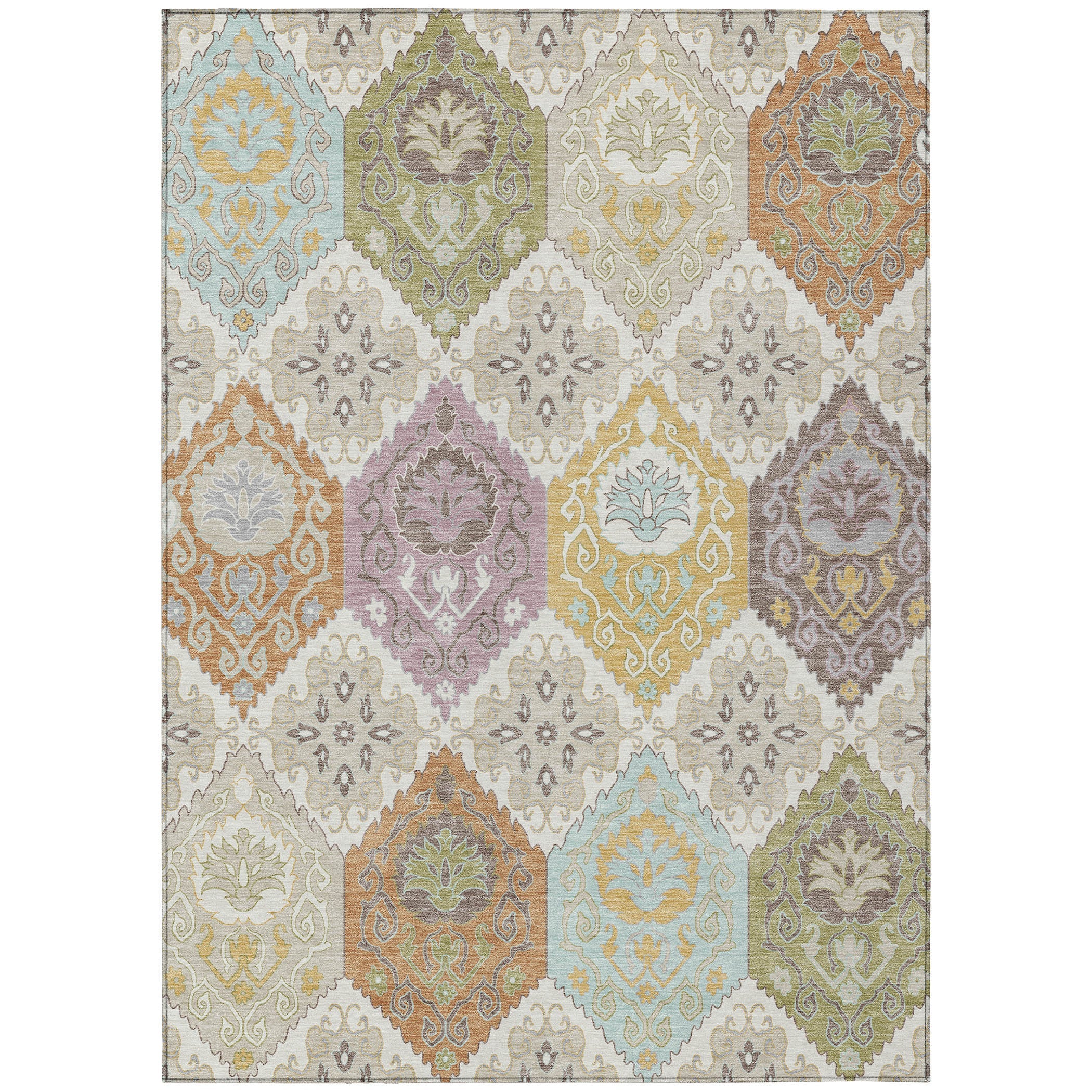 9' X 12' Ivory And Sky Blue Geometric Washable Indoor Outdoor Area Rug Homeroots Outdoor