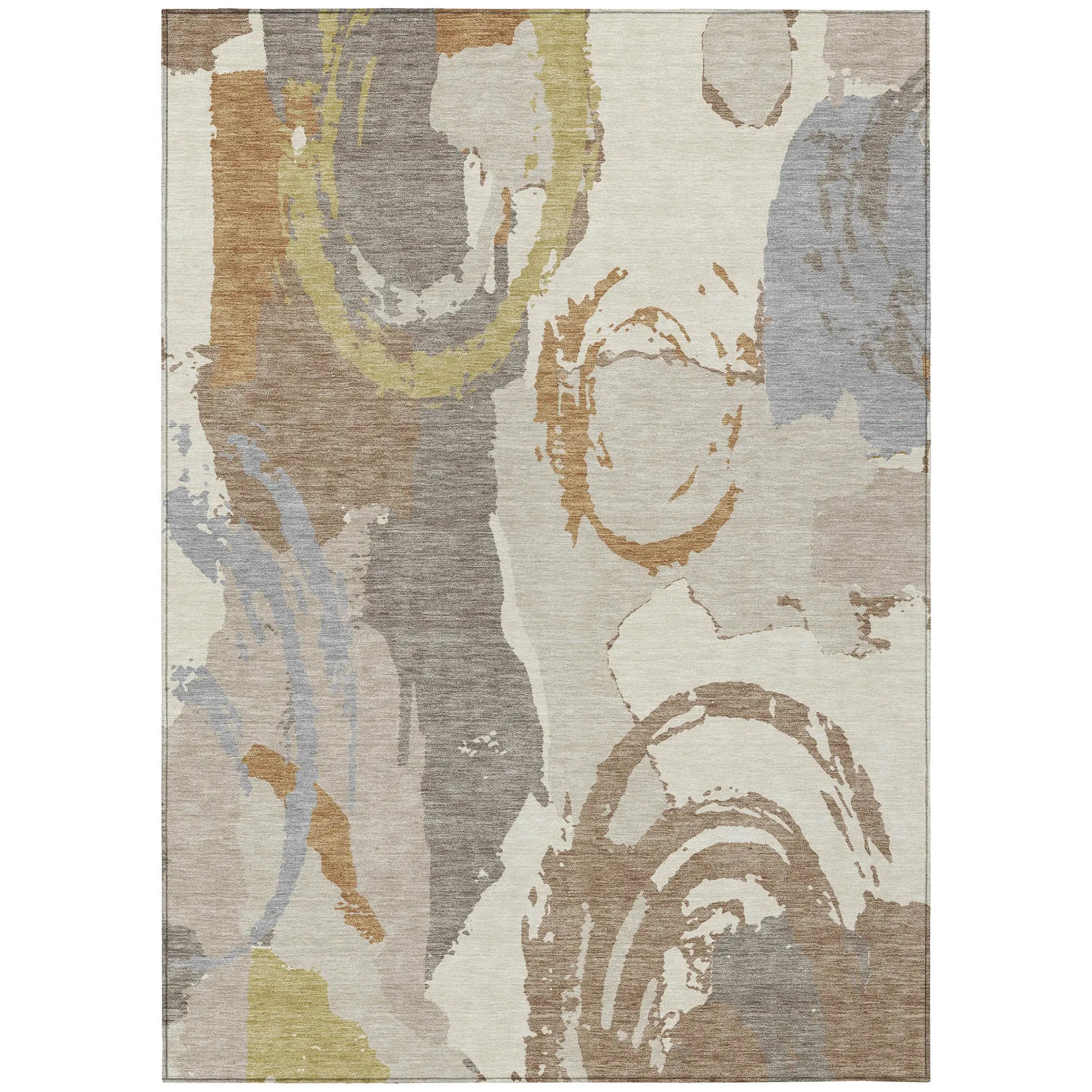 9' X 12' Ivory And Taupe Abstract Washable Indoor Outdoor Area Rug Homeroots Outdoor