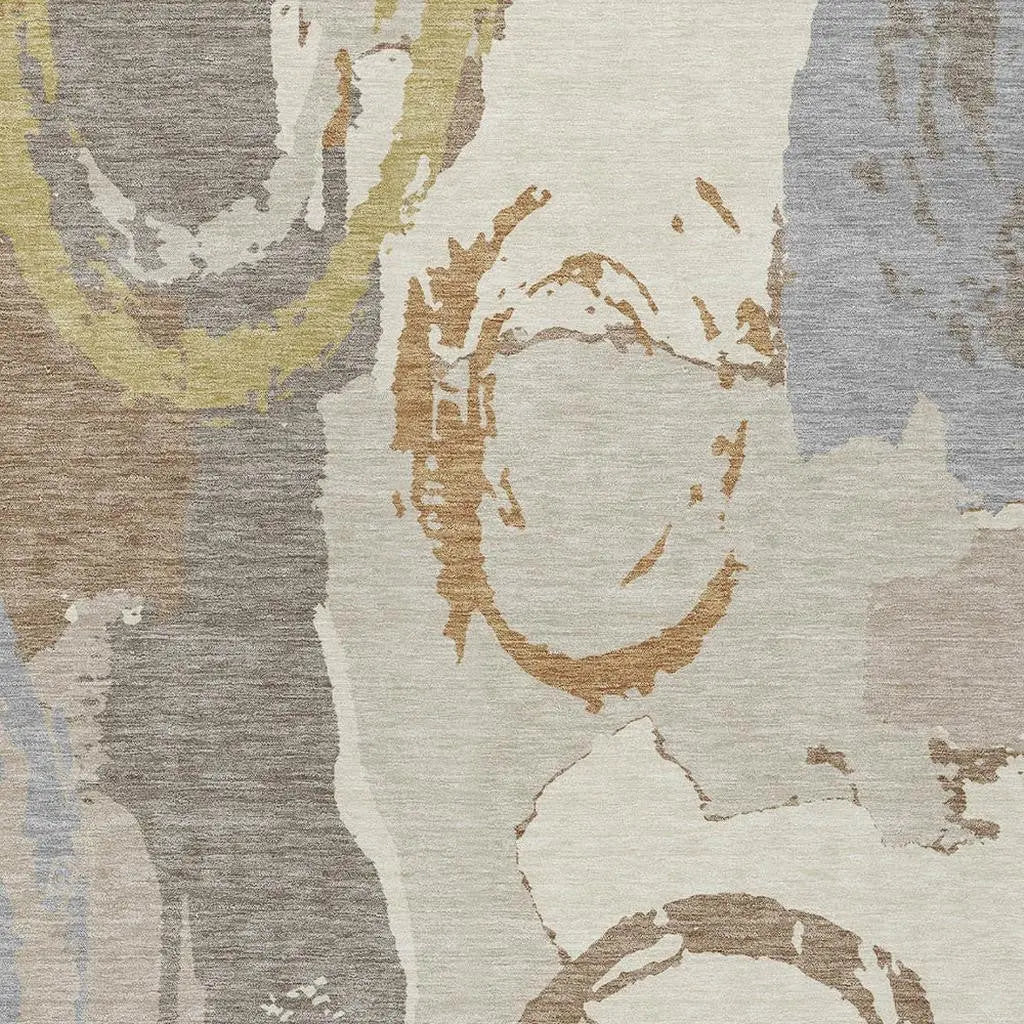 9' X 12' Ivory And Taupe Abstract Washable Indoor Outdoor Area Rug Homeroots Outdoor