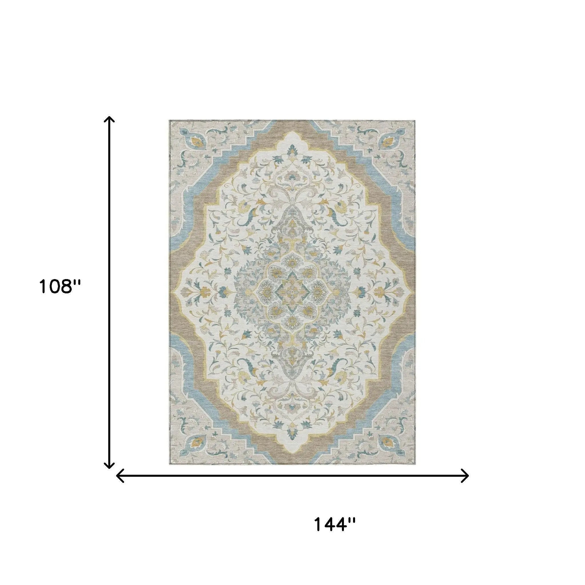 9' X 12' Ivory And Taupe Medallion Washable Indoor Outdoor Area Rug Homeroots Outdoor