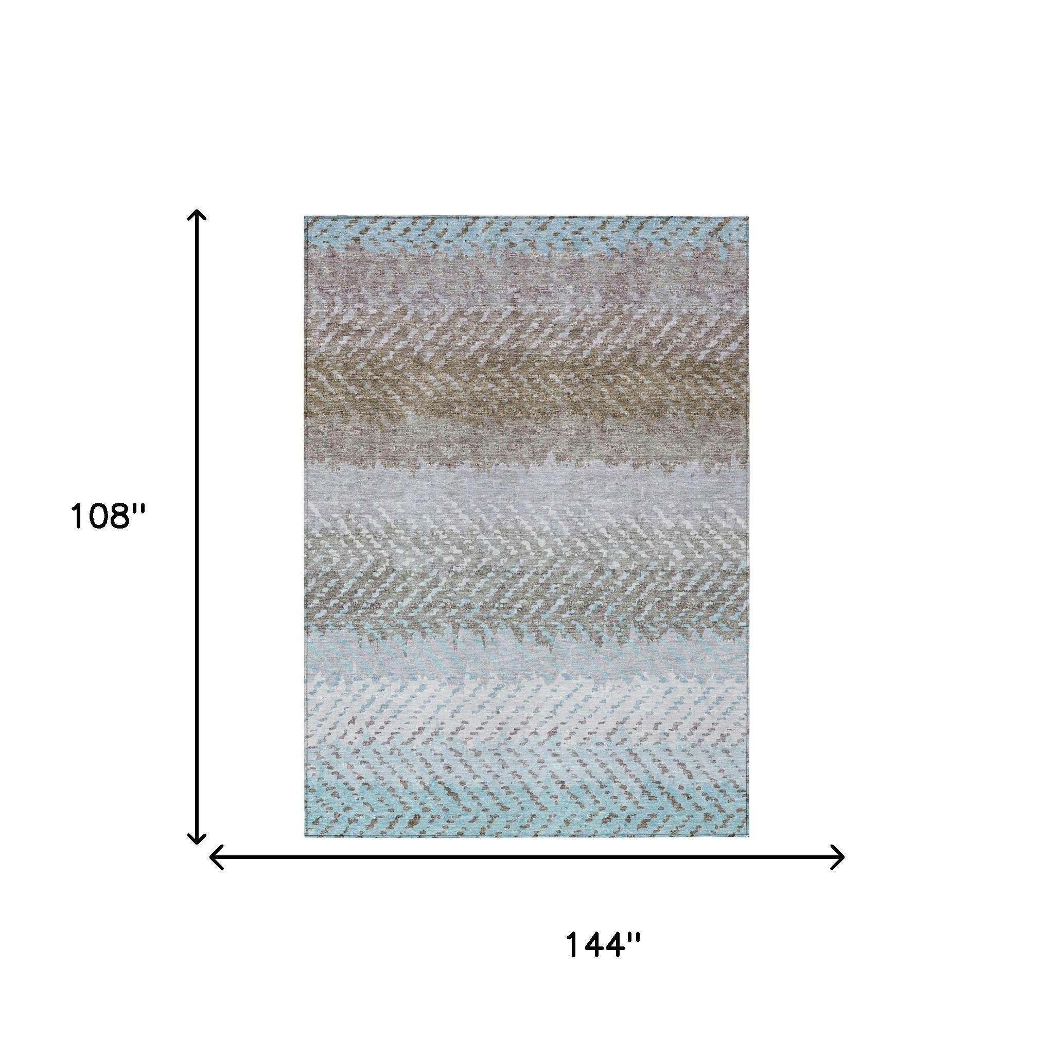 9' X 12' Ivory And Taupe Striped Washable Indoor Outdoor Area Rug Homeroots Outdoor