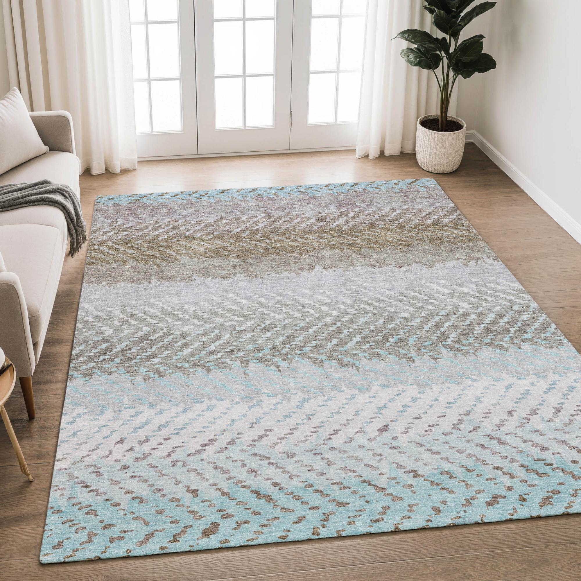 9' X 12' Ivory And Taupe Striped Washable Indoor Outdoor Area Rug Homeroots Outdoor