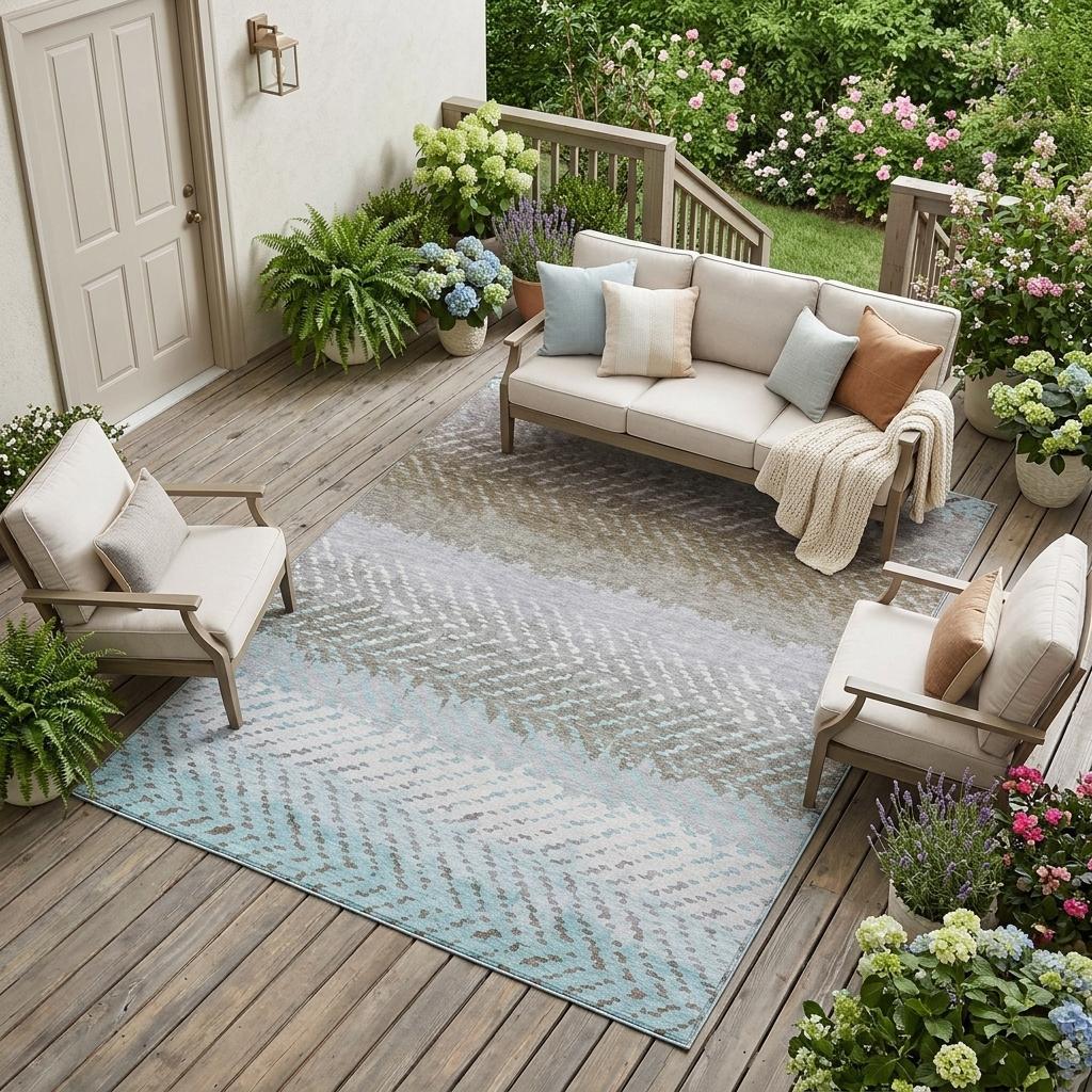 9' X 12' Ivory And Taupe Striped Washable Indoor Outdoor Area Rug Homeroots Outdoor