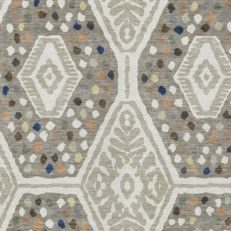 9' X 12' Ivory And Taupe Tribal Washable Indoor Outdoor Area Rug Homeroots Outdoor