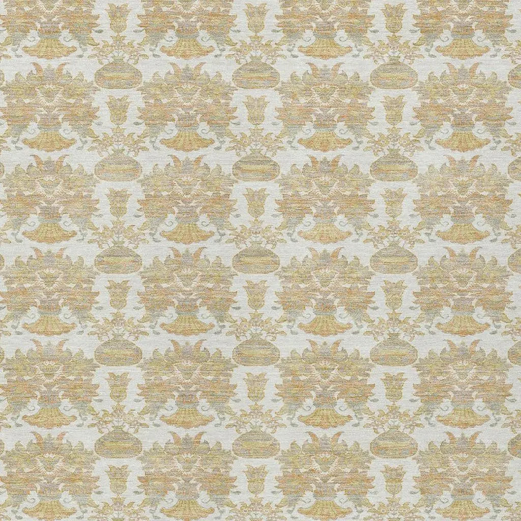 9' X 12' Ivory And Wheat Floral Washable Indoor Outdoor Area Rug Homeroots Outdoor