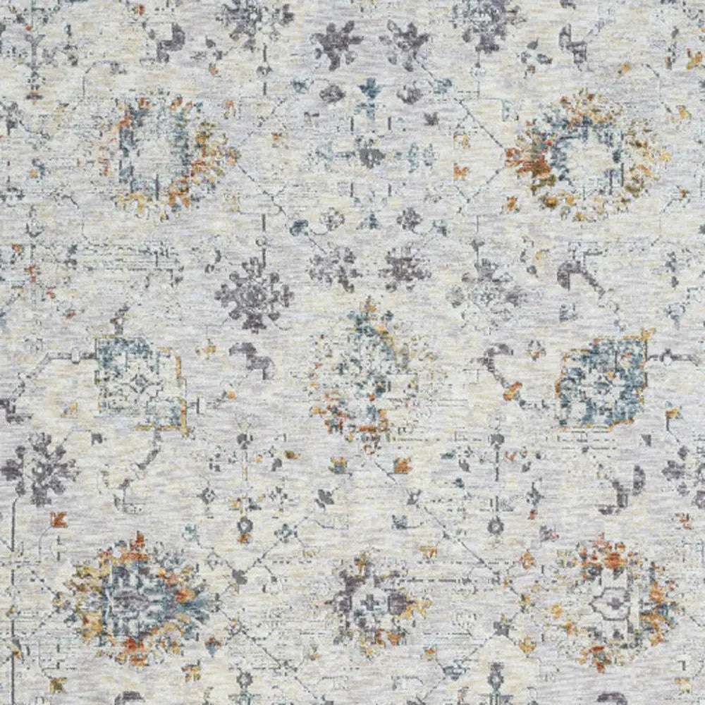 9' X 12' Ivory and Blue Floral Area Rug Homeroots Home Decor