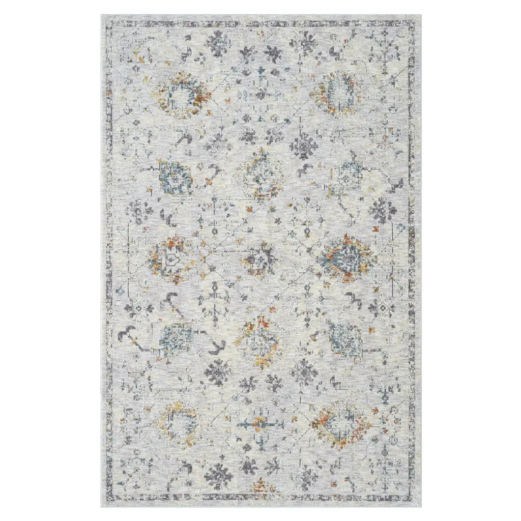 9' X 12' Ivory and Blue Floral Area Rug Homeroots Home Decor