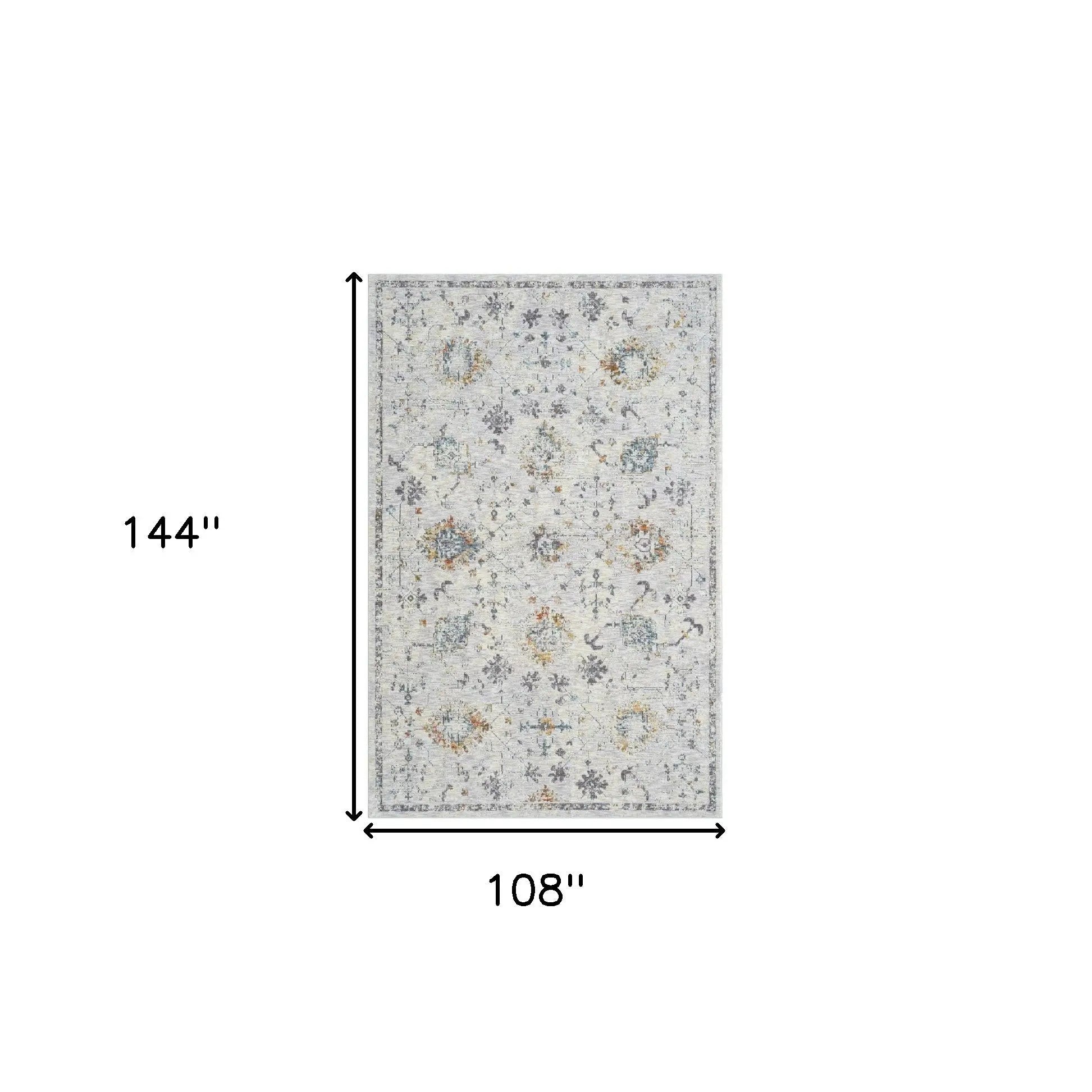 9' X 12' Ivory and Blue Floral Area Rug Homeroots Home Decor