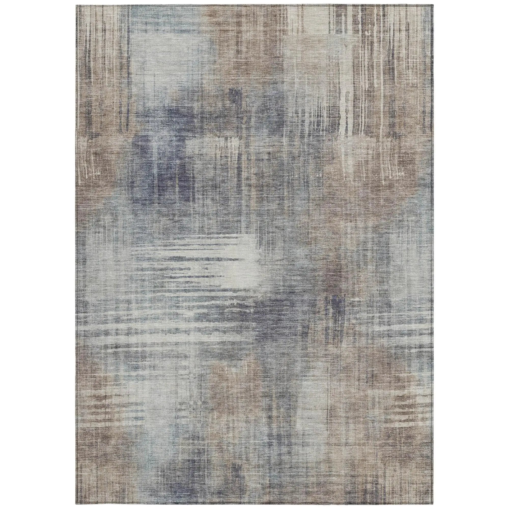 9' X 12' Khaki And Brown Abstract Washable Indoor Outdoor Area Rug Homeroots Outdoor
