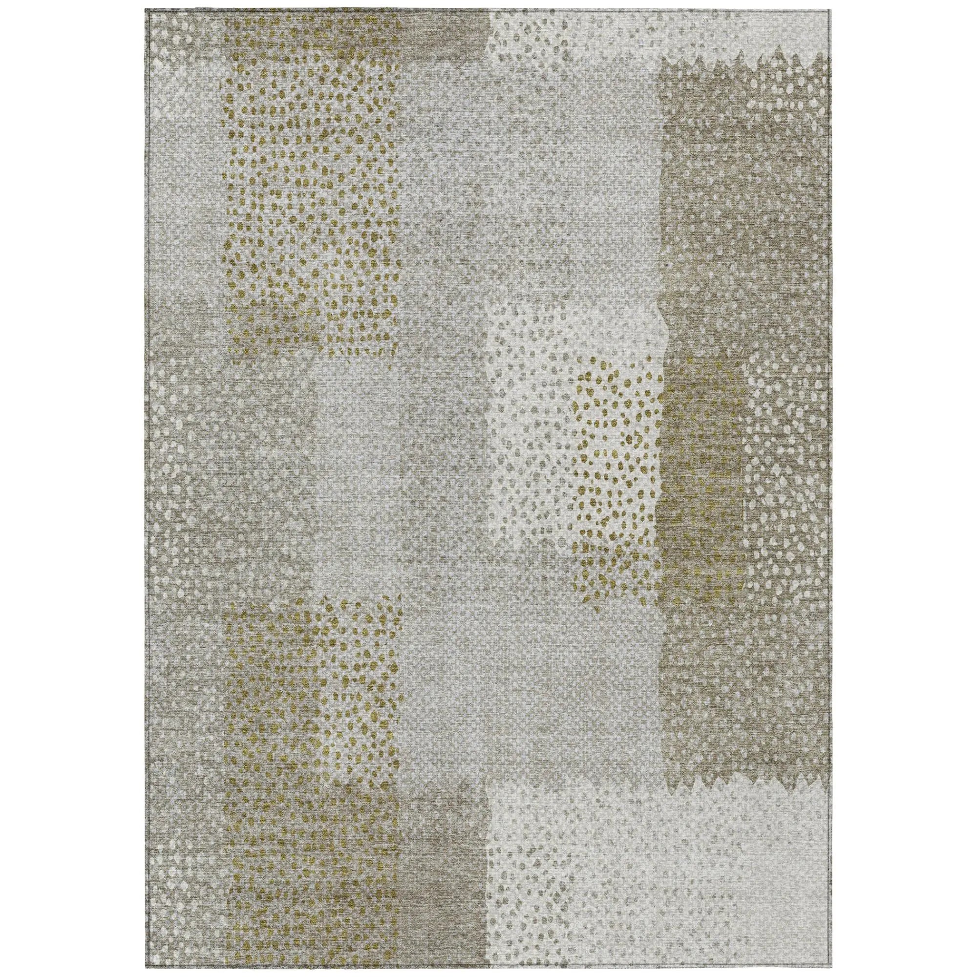 9' X 12' Khaki And Brown Abstract Washable Indoor Outdoor Area Rug Homeroots Outdoor