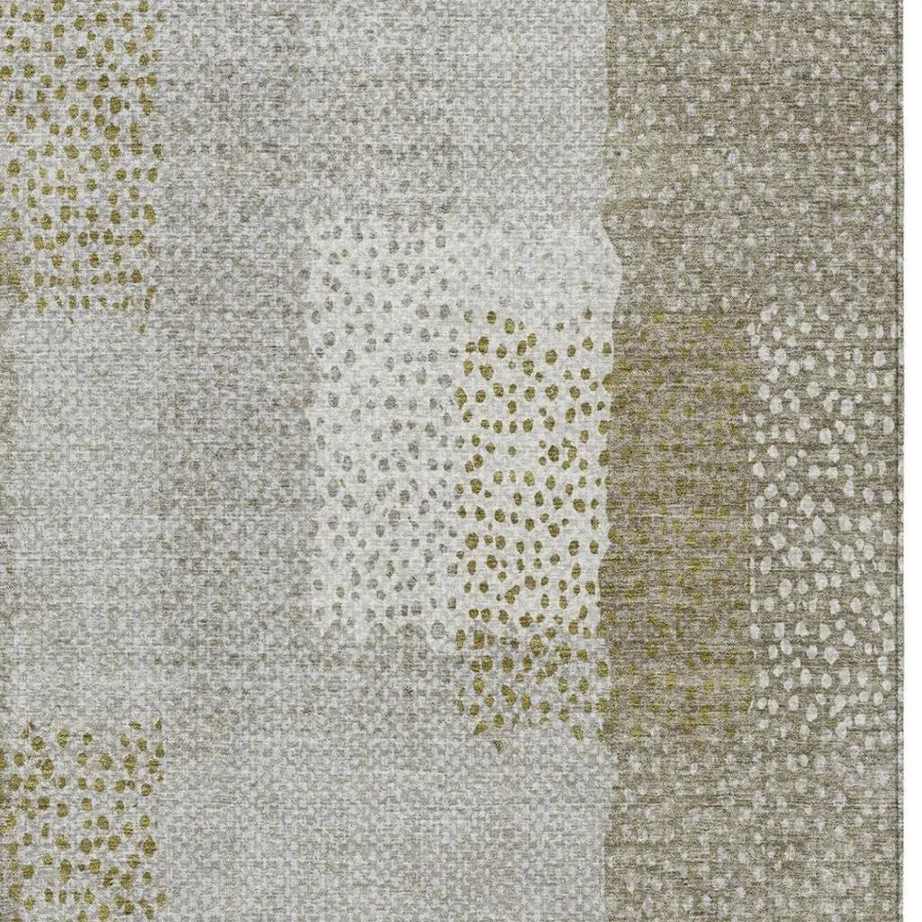 9' X 12' Khaki And Brown Abstract Washable Indoor Outdoor Area Rug Homeroots Outdoor