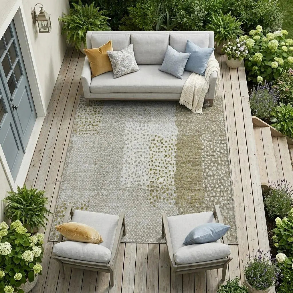 9' X 12' Khaki And Brown Abstract Washable Indoor Outdoor Area Rug Homeroots Outdoor