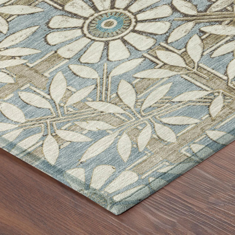 9' X 12' Khaki And Brown Floral Washable Indoor Outdoor Area Rug Homeroots Outdoor