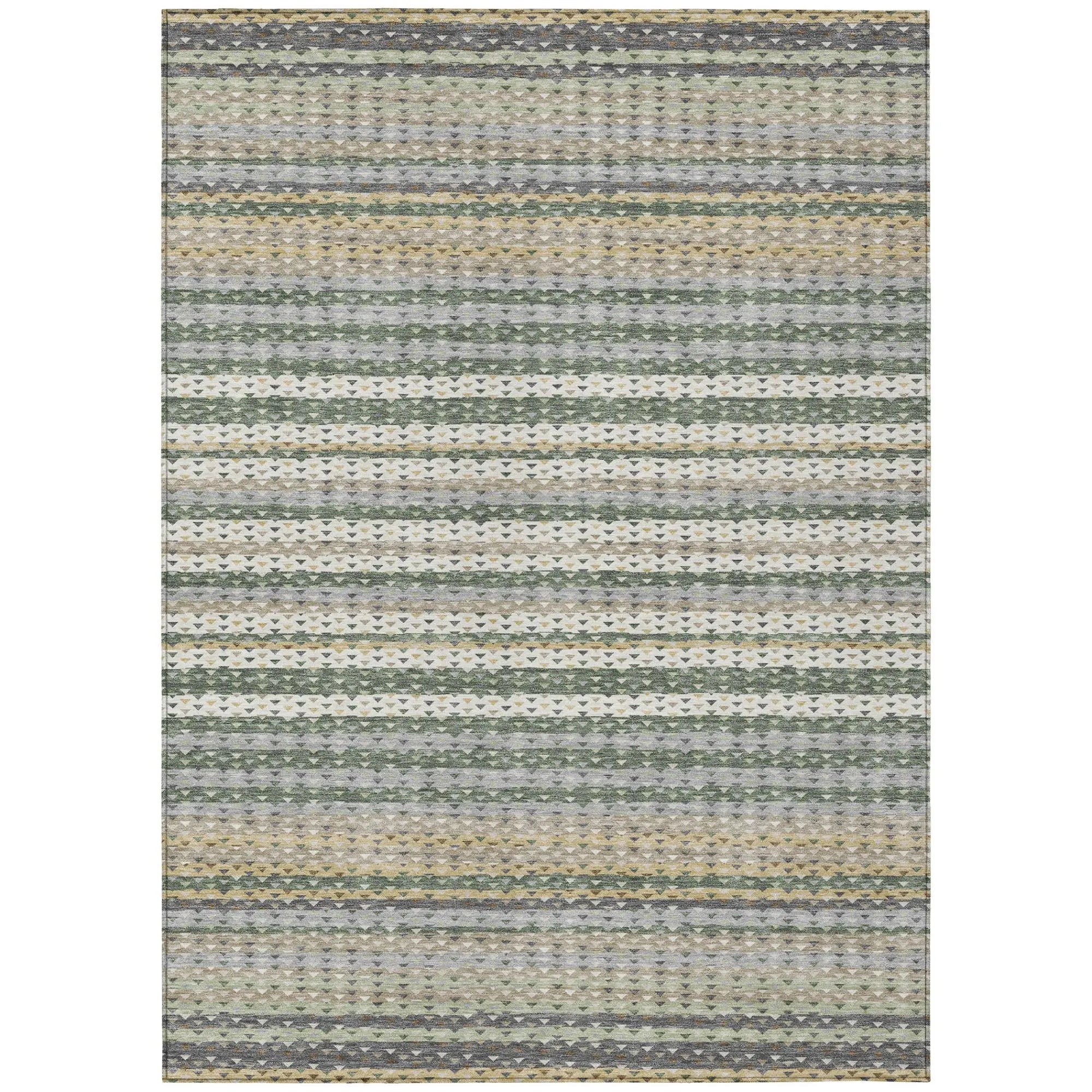 9' X 12' Khaki And Brown Striped Washable Indoor Outdoor Area Rug Homeroots Outdoor